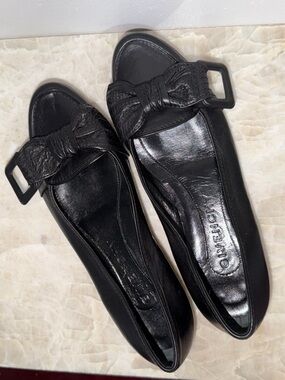 Givenchy Black Leather Knotted Buckle Ballet Flats